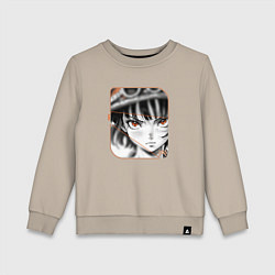 Свитшот хлопковый детский Оранжевоглазая девушка, цвет: миндальный
