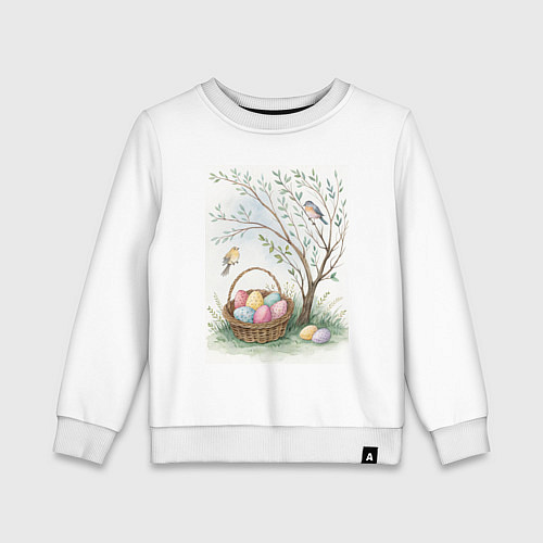 Детский свитшот Пасхальная открытка, акварель / Белый – фото 1
