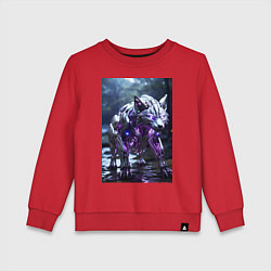 Свитшот хлопковый детский Киборг лиса с неоновой подсветкой, цвет: красный