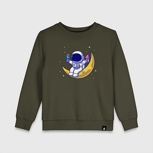 Детский свитшот Космическое мороженое / Хаки – фото 1