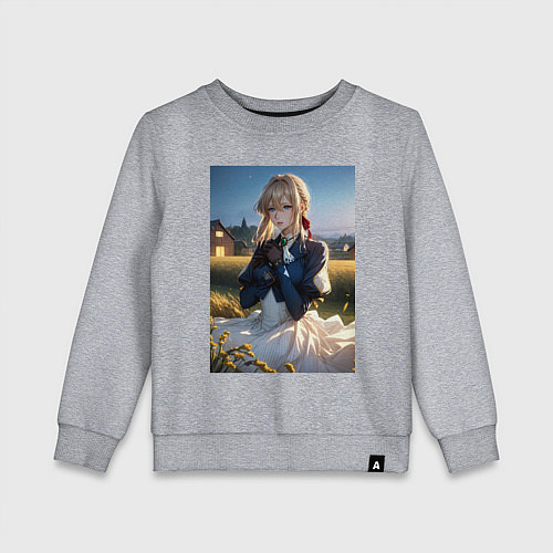 Детский свитшот Вайолет Эвергарден на лугу / Меланж – фото 1