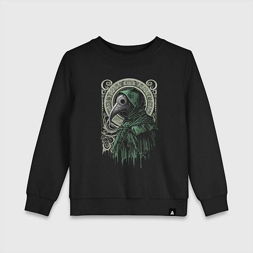 Детский свитшот Чумной доктор в зелёном плаще / Черный – фото 1