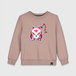 Свитшот хлопковый детский Кошка самурай, цвет: пыльно-розовый