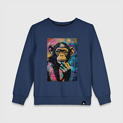 Свитшот хлопковый детский Cute monkey, цвет: тёмно-синий