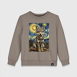 Свитшот хлопковый детский Волчонок Ван Гог, цвет: утренний латте