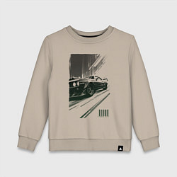 Свитшот хлопковый детский Гоночный спорткар, цвет: миндальный