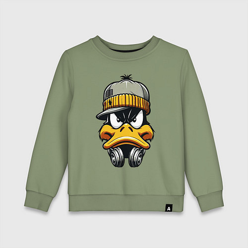 Детский свитшот Duffy Duck in headphones / Авокадо – фото 1