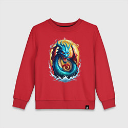 Свитшот хлопковый детский Водолей в тени дракона, цвет: красный