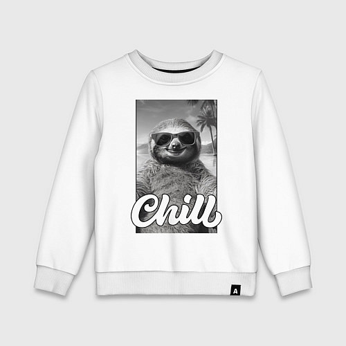 Детский свитшот Sloth - chill - настроение у ленивца чилить в отпу / Белый – фото 1