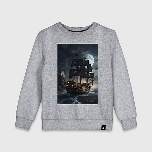 Детский свитшот Пиратский корабль в шторм / Меланж – фото 1