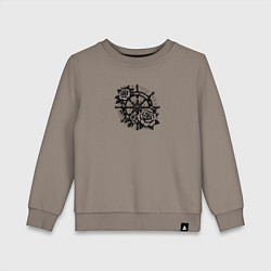 Свитшот хлопковый детский Штурвал и розы тату, цвет: утренний латте