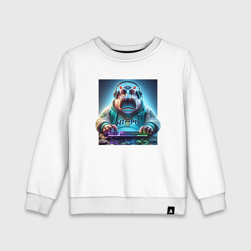 Детский свитшот Hippo - esports player / Белый – фото 1