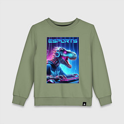 Детский свитшот Tyrannosaurus is esports player - neon glow