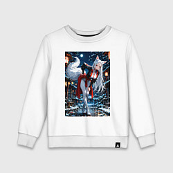Детский свитшот Белоснежная лиса лунной ночью