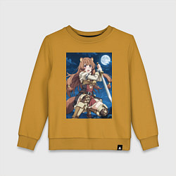 Свитшот хлопковый детский Рафталия сражается в ночи, цвет: горчичный
