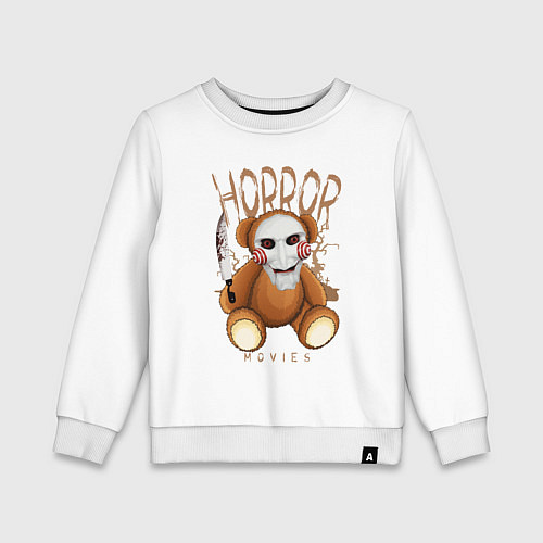 Детский свитшот Медвежонок с ножом в маске из пилы / Белый – фото 1