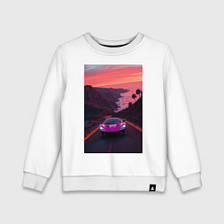 Детский свитшот Суперкар едет по дороге около океана