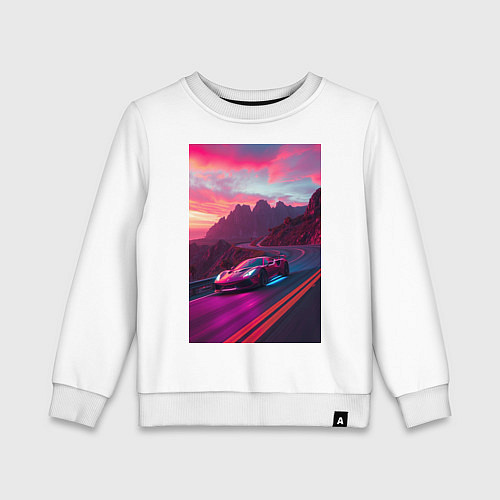 Детский свитшот Суперкар едет по серпантину / Белый – фото 1