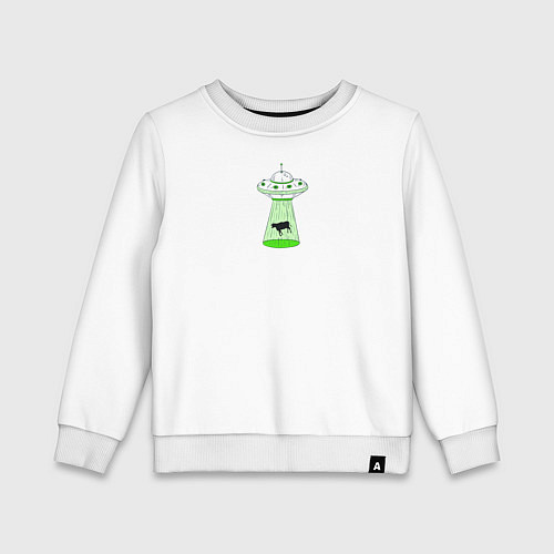 Детский свитшот To the Moon - корова и НЛО / Белый – фото 1