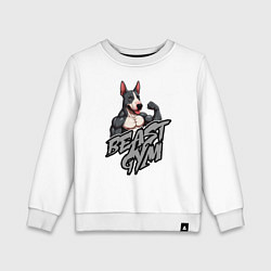 Свитшот хлопковый детский Beast gym dog, цвет: белый