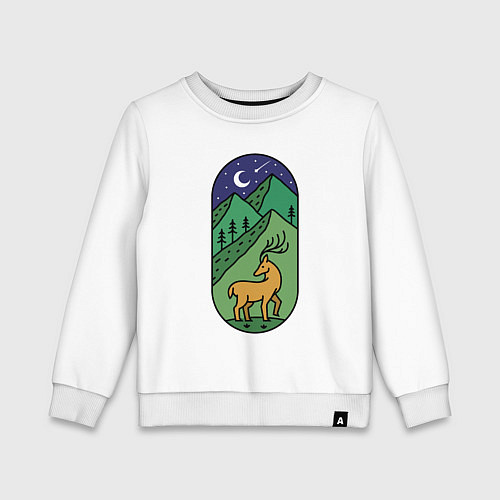 Детский свитшот Олень и горы / Белый – фото 1