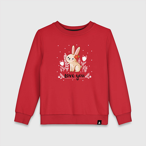 Детский свитшот Love you bunny / Красный – фото 1