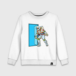 Свитшот хлопковый детский Астронавт открывает дверь в неизведанное, цвет: белый