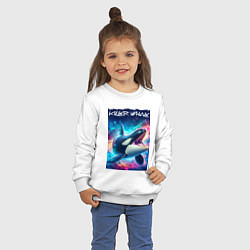 Свитшот хлопковый детский Space killer whale - ai art fantasy, цвет: белый — фото 2