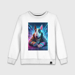 Свитшот хлопковый детский Cool bull terrier - cyberpunk, цвет: белый