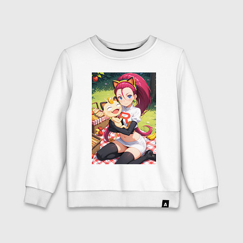 Детский свитшот Джесси и Мяут на пикнике / Белый – фото 1