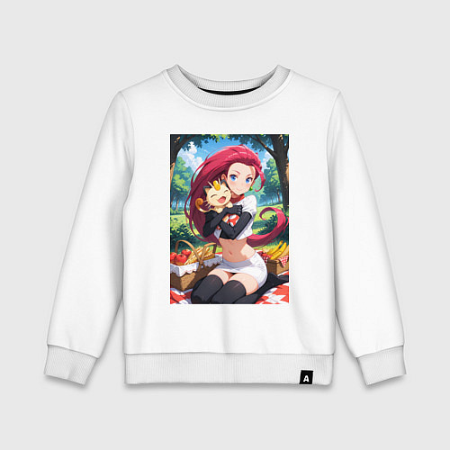 Детский свитшот Джесси и Мяут на пикнике / Белый – фото 1