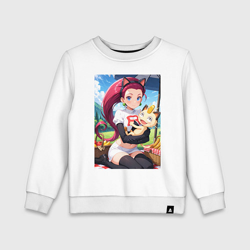 Детский свитшот Джесси и Мяут на пикнике / Белый – фото 1