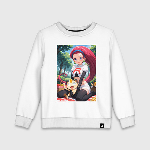 Детский свитшот Джесси и Мяут на пикнике / Белый – фото 1