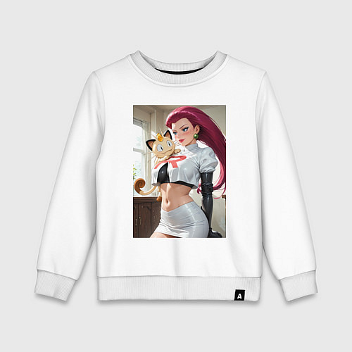 Детский свитшот Джесси и Мяут - команда Р: Покемоны / Белый – фото 1