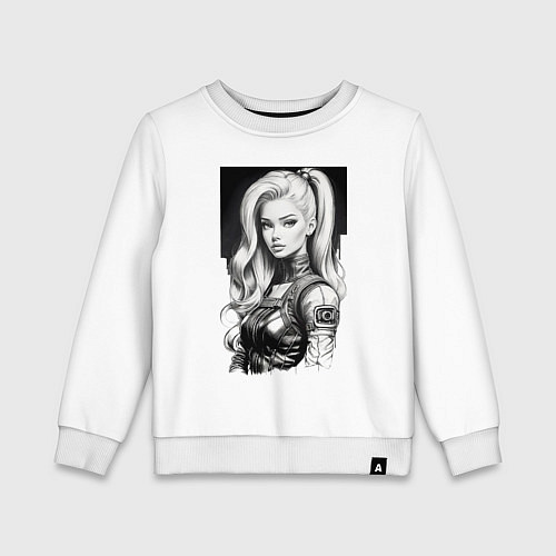 Детский свитшот Barbie - sketch ai art cyberpunk / Белый – фото 1