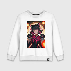 Свитшот хлопковый детский Девушка-кошка с мягкими лапами, цвет: белый