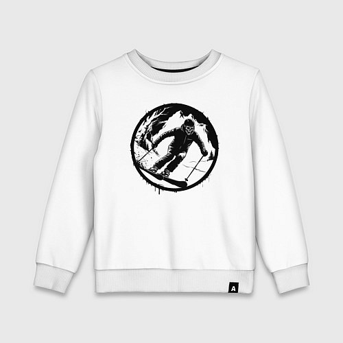 Детский свитшот Зомби на горных лыжах / Белый – фото 1