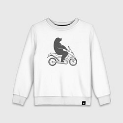 Свитшот хлопковый детский Мишка на мотоцикле, цвет: белый