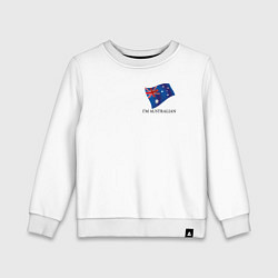 Свитшот хлопковый детский Я Австралиец - патриотизм, цвет: белый