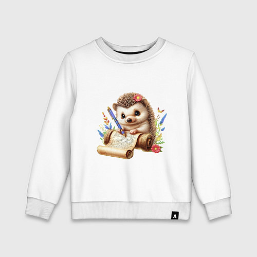 Детский свитшот Милая поэтесса Ёжик / Белый – фото 1