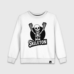 Свитшот хлопковый детский Skeleton с поднятыми руками, цвет: белый