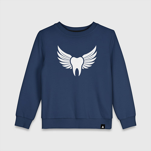 Детский свитшот Зуб с крыльями / Тёмно-синий – фото 1