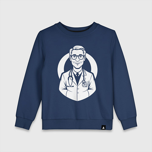 Детский свитшот Врач с улыбкой и стетоскопом / Тёмно-синий – фото 1