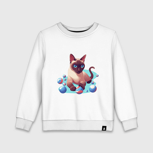 Детский свитшот Синеглазый кот / Белый – фото 1