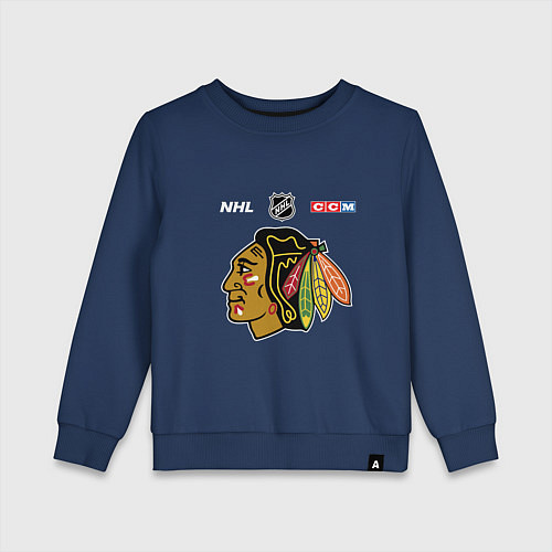 Детский свитшот Чикаго Блэкхокс - НХЛ команда / Тёмно-синий – фото 1