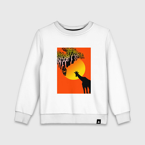 Детский свитшот Жираф в саванне / Белый – фото 1