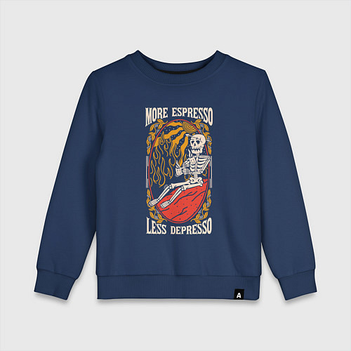 Детский свитшот More espresso less depresso / Тёмно-синий – фото 1