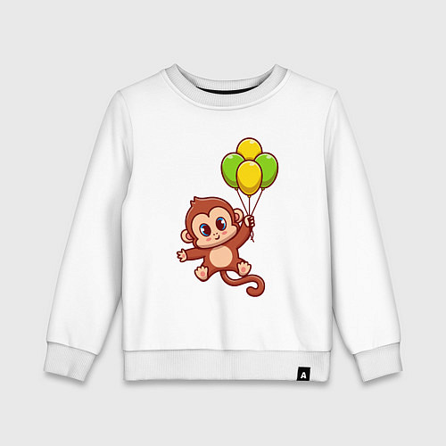 Детский свитшот Обезьянка с шариками / Белый – фото 1