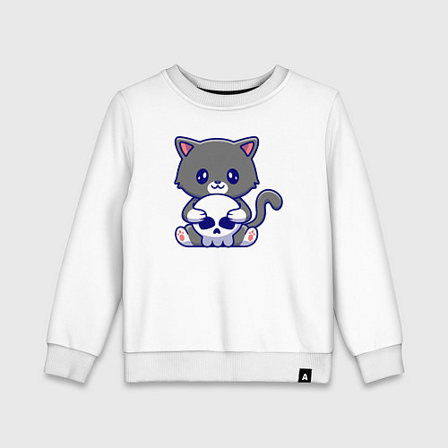 Детский свитшот Котик и черепок / Белый – фото 1