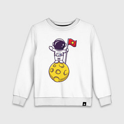 Свитшот хлопковый детский Космонавтик на луне, цвет: белый